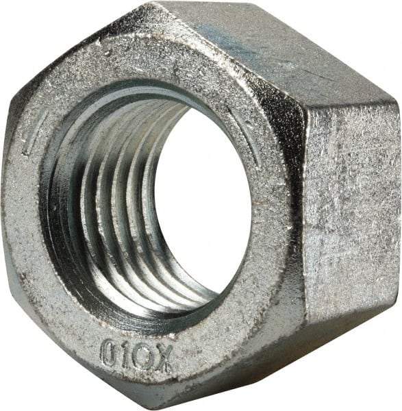 Value Collection - 1-3/4 - 5 UNC Steel Right Hand Hex Nut - 2-5/8" Across Flats, 1-1/2" High, Zinc Clear Finish - USA Tool & Supply