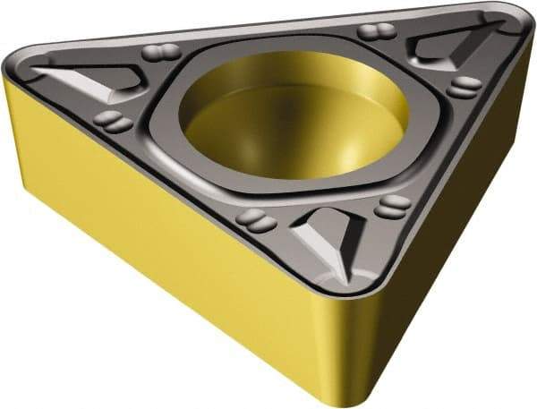 Sandvik Coromant - TCMT32.52 MR Grade 1105 Carbide Turning Insert - TiAlN2 Finish, 60° Triangle, 3/8" Inscr Circle, 5/32" Thick, 1/32" Corner Radius - USA Tool & Supply