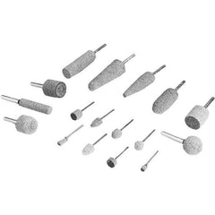 3M - 1/4" Head Diam x 1/2" Thickness, W163, Cylinder End, Aluminum Oxide Mounted Point - Gray, Medium Grade, 60,000 RPM - USA Tool & Supply