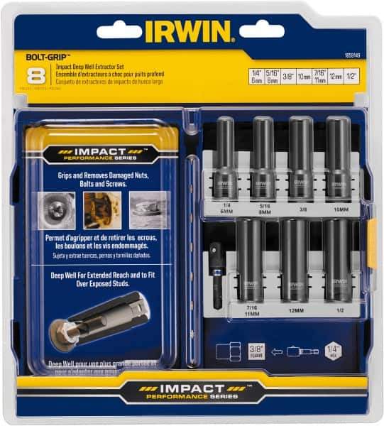 Irwin - 8 Piece Bolt Extractor Set - Plastic Case - USA Tool & Supply