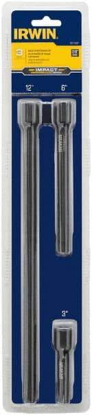 Irwin - 3/8" Drive Socket Extension Set - 3 Pieces, Includes 3, 6, 12" Lengths - USA Tool & Supply