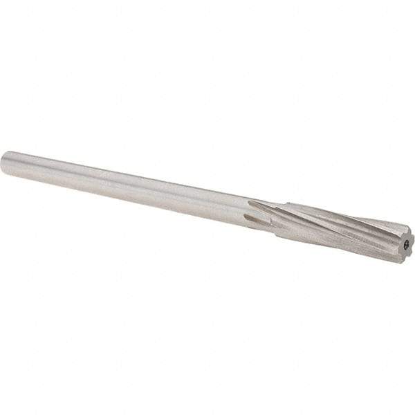 Alvord Polk - 13mm High Speed Steel 6 Flute Chucking Reamer - Spiral Flute, 0.4355" Straight Shank, 2" Flute Length, 8" OAL - USA Tool & Supply