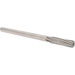 Alvord Polk - 1/2" High Speed Steel 6 Flute Chucking Reamer - Spiral Flute, 0.4355" Straight Shank, 2" Flute Length, 8" OAL - USA Tool & Supply