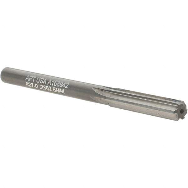 Alvord Polk - 6mm Solid Carbide 6 Flute Chucking Reamer - Straight Flute, Straight Shank, 1" Flute Length, 3" OAL - USA Tool & Supply