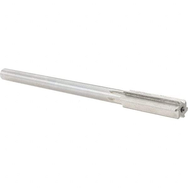 Alvord Polk - 0.483" High Speed Steel 6 Flute Chucking Reamer - Straight Flute, 0.4355" Straight Shank, 2" Flute Length, 8" OAL - USA Tool & Supply