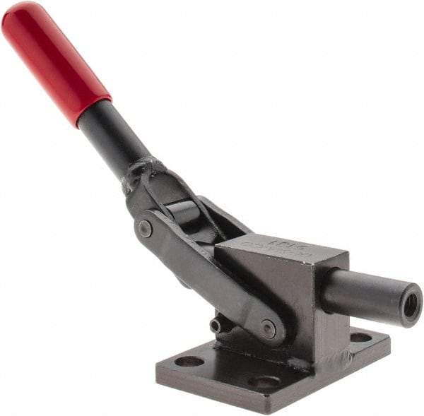 De-Sta-Co - 2,499.88 Lb Load Capacity, Flanged Base, Carbon Steel, Standard Straight Line Action Clamp - 4 Mounting Holes, 0.34" Mounting Hole Diam, 0.51" Plunger Diam, Straight Handle - USA Tool & Supply