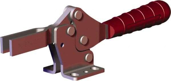 De-Sta-Co - 499 Lb Holding Capacity, Horizontal Handle, Manual Hold Down Toggle Clamp - 56° Handle Movement, 91° Bar Opening, U-Bar, Flanged Base, Carbon Steel - USA Tool & Supply