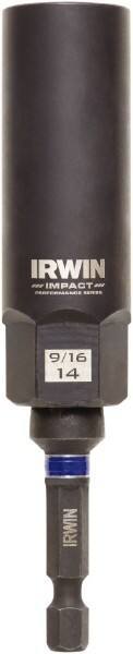 Irwin - 3/8" Drive Reverse Spiral Flute Hex Bolt Remover - 1/4" Hex, 2-1/2" OAL - USA Tool & Supply