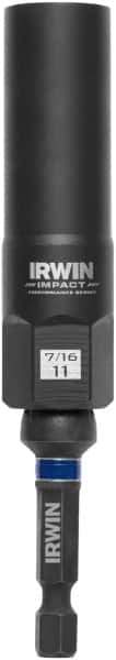 Irwin - 3/8" Drive Reverse Spiral Flute Hex Bolt Remover - 1/4" Hex, 2-1/2" OAL - USA Tool & Supply