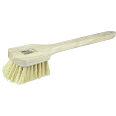 20″ Utility Scrub Brush, White Tampico Fill, Long Handle, Wood Block - USA Tool & Supply