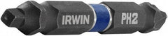 Irwin - #2" Square Size Phillips/Square Screwdriver Bit - 1/4" Hex Drive, 2-3/8" OAL - USA Tool & Supply