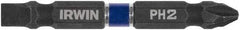 Irwin - #2 Phillips/Slotted Screwdriver Bit - 1/4" Hex Drive, 2-3/8" OAL - USA Tool & Supply