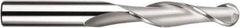 SGS - 20mm Diam, 75mm LOC, 2 Flute Solid Carbide Ball End Mill - TiN Finish, Single End, 150mm OAL, 20mm Shank Diam, Spiral Flute - USA Tool & Supply