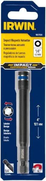 Irwin - 1/4" Magnetic Nutsetter - 1/4" Hex Drive, 4" OAL, 7/16" Socket Nose Diam - USA Tool & Supply