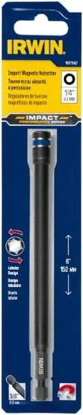 Irwin - 1/4" Magnetic Nutsetter - 1/4" Hex Drive, 6" OAL, 7/16" Socket Nose Diam - USA Tool & Supply