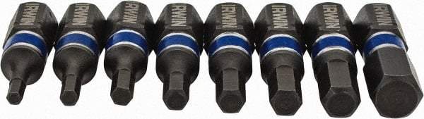 Irwin - 8 Piece, Screwdriver Insert Hex Bit Set - 5/64 to 1/4" Hex - USA Tool & Supply