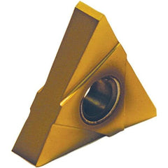 Tool-Flo - 54TNMA Grade GP50C, 3.18mm Cutting Width Carbide Grooving Insert - 0.275" Max Depth of Cut, Neutral, TiN Finish - USA Tool & Supply