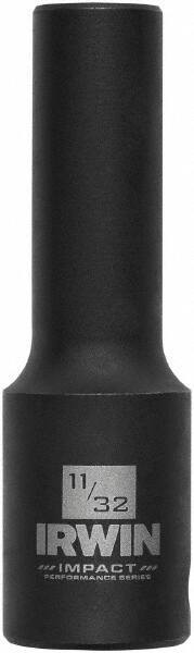 Irwin - 3/8" Drive 11/32" Deep Thin Wall Impact Socket - 6 Points, 2-1/2" OAL - USA Tool & Supply