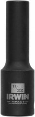 Irwin - 3/8" Drive 11/32" Deep Thin Wall Impact Socket - 6 Points, 2-1/2" OAL - USA Tool & Supply