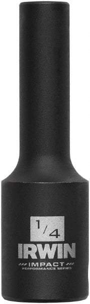 Irwin - 3/8" Drive 1/4" Deep Thin Wall Impact Socket - 6 Points, 2-1/2" OAL - USA Tool & Supply