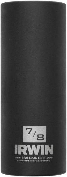 Irwin - 1/2" Drive 7/8" Deep Thin Wall Impact Socket - 6 Points, 3-1/4" OAL - USA Tool & Supply