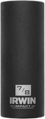 Irwin - 1/2" Drive 7/8" Deep Thin Wall Impact Socket - 6 Points, 3-1/4" OAL - USA Tool & Supply