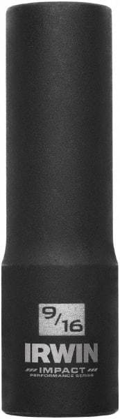 Irwin - 1/2" Drive 9/16" Deep Thin Wall Impact Socket - 6 Points, 3-1/4" OAL - USA Tool & Supply