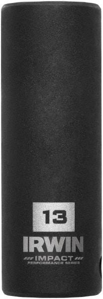 Irwin - 3/8" Drive 13mm Deep Thin Wall Impact Socket - 6 Points, 2-1/2" OAL - USA Tool & Supply