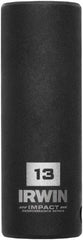 Irwin - 3/8" Drive 13mm Deep Thin Wall Impact Socket - 6 Points, 2-1/2" OAL - USA Tool & Supply