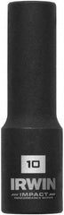 Irwin - 3/8" Drive 10mm Deep Thin Wall Impact Socket - 6 Points, 2-1/2" OAL - USA Tool & Supply