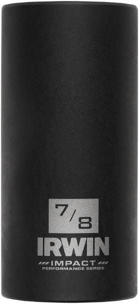 Irwin - 3/8" Drive 7/8" Deep Thin Wall Impact Socket - 6 Points, 2-1/2" OAL - USA Tool & Supply