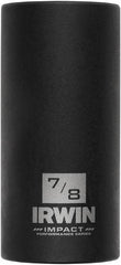 Irwin - 3/8" Drive 7/8" Deep Thin Wall Impact Socket - 6 Points, 2-1/2" OAL - USA Tool & Supply