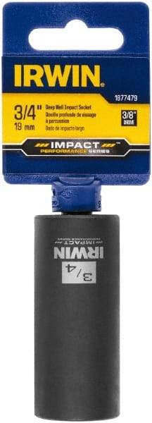 Irwin - 3/8" Drive 3/4" Deep Thin Wall Impact Socket - 6 Points, 2-1/2" OAL - USA Tool & Supply