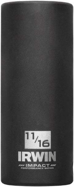 Irwin - 3/8" Drive 11/16" Deep Thin Wall Impact Socket - 6 Points, 2-1/2" OAL - USA Tool & Supply
