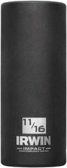 Irwin - 3/8" Drive 11/16" Deep Thin Wall Impact Socket - 6 Points, 2-1/2" OAL - USA Tool & Supply