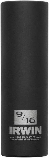 Irwin - 3/8" Drive 9/16" Deep Thin Wall Impact Socket - 6 Points, 2-1/2" OAL - USA Tool & Supply