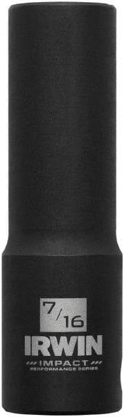 Irwin - 3/8" Drive 7/16" Deep Thin Wall Impact Socket - 6 Points, 2-1/2" OAL - USA Tool & Supply
