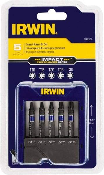 Irwin - 5 Piece, Torx Handle, Power Bit Set - USA Tool & Supply