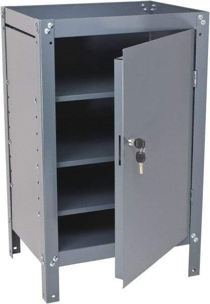 Value Collection - 3 Shelf Combination Storage Cabinet & Work Table - Gray, 21" Wide x 34" High - USA Tool & Supply