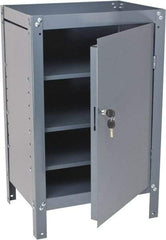 Value Collection - 3 Shelf Combination Storage Cabinet & Work Table - Gray, 21" Wide x 34" High - USA Tool & Supply