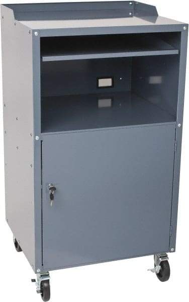 Value Collection - 200 Lb Capacity, 1 Drawer Mobile Computer Stand - 27" Wide x 24" Deep x 49-1/4" High, Steel, Gray - USA Tool & Supply
