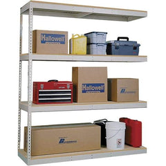 Hallowell - 4 Shelf Add-On Open Steel Shelving - 620 Lb Capacity, 96" Wide x 84" High x 24" Deep, Tan - USA Tool & Supply