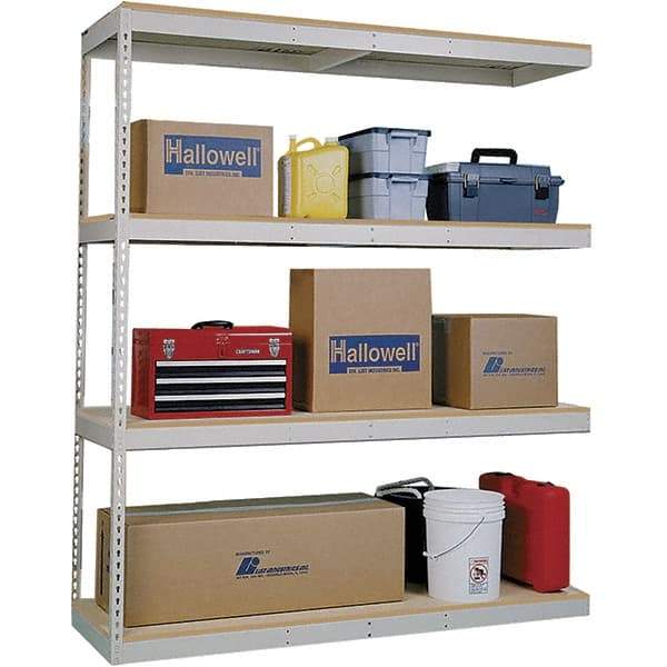 Hallowell - 4 Shelf Add-On Open Steel Shelving - 1 Lb Capacity, 72" Wide x 84" High x 30" Deep, Tan - USA Tool & Supply