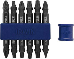 Irwin - 7 Piece, Slotted, Phillips, Torx, Square Handle, Double End Bit Set - #2 - USA Tool & Supply