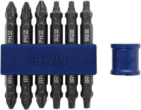 Irwin - 7 Piece, Phillips, Square Handle, Double End Bit Set - No. 2 Phillips - USA Tool & Supply