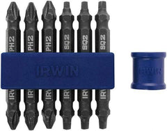 Irwin - 7 Piece, Phillips, Square Handle, Double End Bit Set - No. 2 Phillips - USA Tool & Supply