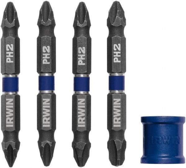 Irwin - 5 Piece, Phillips Handle, Double End Bit Set - No. 1 to No. 3 Phillips - USA Tool & Supply