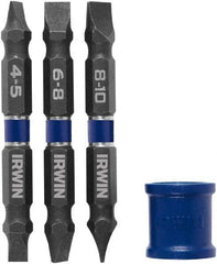 Irwin - 4 Piece, Slotted Handle, Double End Bit Set - USA Tool & Supply