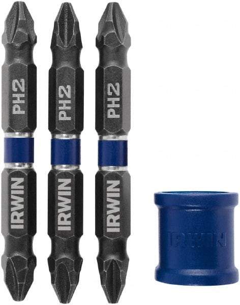 Irwin - 4 Piece, Phillips Handle, Double End Bit Set - No. 2 to No. 3 Phillips - USA Tool & Supply