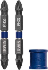 Irwin - 3 Piece, Phillips Handle, Double End Bit Set - No. 2 Phillips - USA Tool & Supply